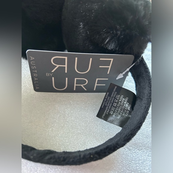 FUR by URF - Black Faux Fur Ear Muffs - Picture 2 of 6
